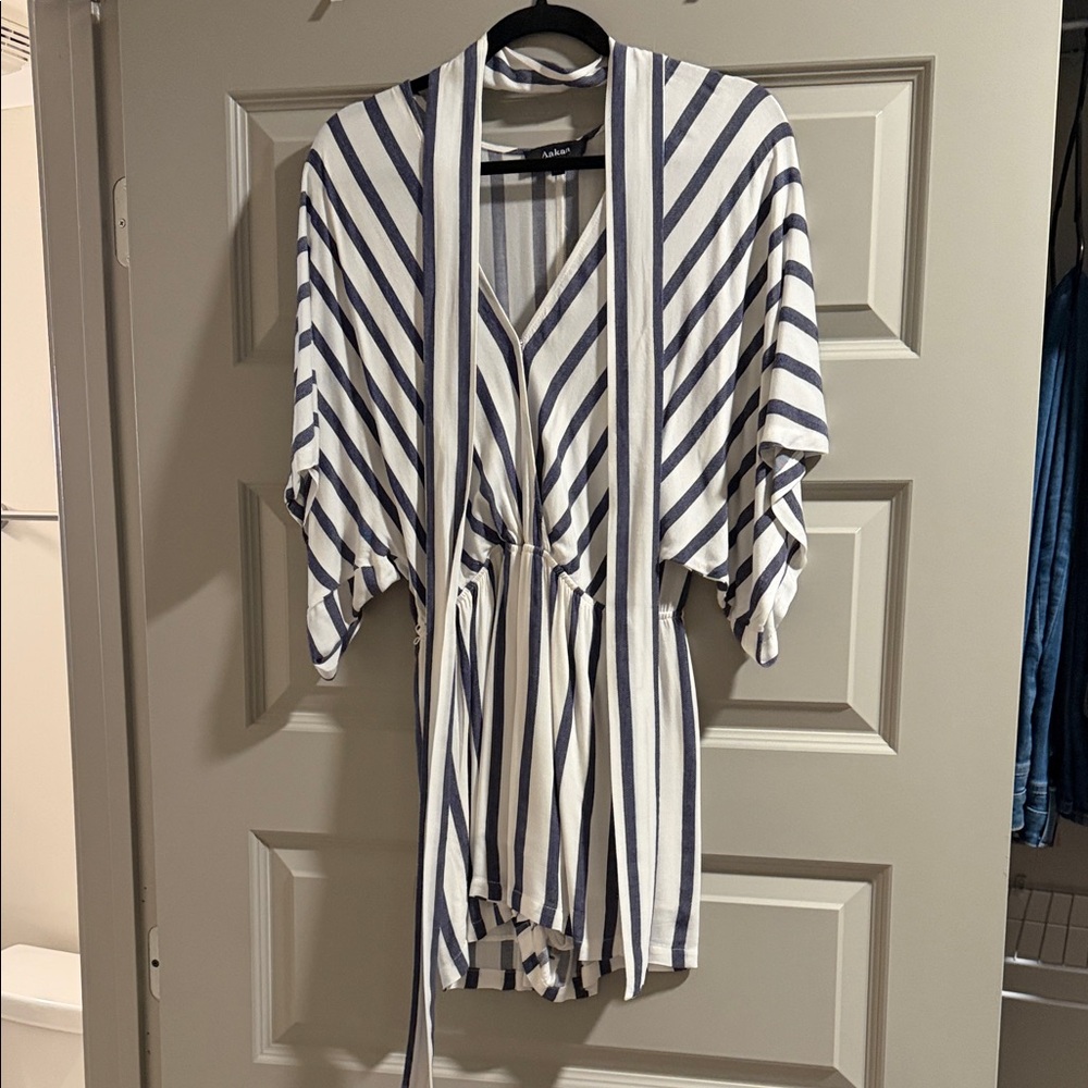 Aakaa Navy and White Striped Romper